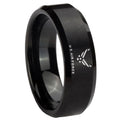 8MM US Air Force Beveled Brushed Black Tungsten Ring For Him