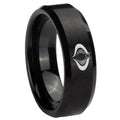 10mm Cobra Beveled Edges Brush Black Tungsten Carbide Wedding Band Mens