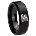 10mm Celtic Design Beveled Edges Brush Black Tungsten Carbide Personalized Ring