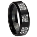 8MM Multiple Celtic Beveled Black Tungsten Mens Casual Ring
