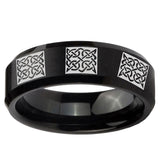 5, 8mm Multiple Celtic Beveled Edge Brush Black Tungsten Ring