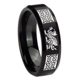 10mm-Multiple-Dragon-Celtic-Beveled-Edges-Brush-Black-Tungsten-Men's-Ring