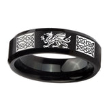 10mm-Multiple-Dragon-Celtic-Beveled-Edges-Brush-Black-Tungsten-Men's-Ring