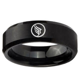 5, 8mm Brush Black Beveled Edge Mass Effect Tungsten Laser Engraved Ring