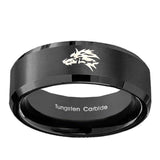 10mm-Wolf-Beveled-Edges-Brush-Black-Tungsten-Carbide-Custom-Mens-Ring