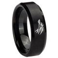8MM Wolf Beveled Brushed Black Tungsten Promise Ring