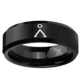 5, 8mm Stargate Beveled Edge Brush Black Tungsten Ring
