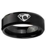 5, 8mm House of Van Beveled Edge Brush Black Tungsten Ring