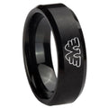 8MM Waylon Jennings Beveled Brushed Black Tungsten Promise Ring Guys
