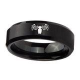 10mm-Spider-Beveled-Edges-Brush-Black-Tungsten-Carbide-Mens-Ring-Engraved