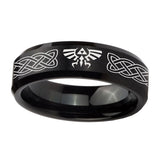 10mm-Celtic-Zelda-Beveled-Edges-Brush-Black-Tungsten-Custom-Ring-for-Men