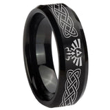 10mm Celtic Zelda Beveled Edges Brush Black Tungsten Custom Ring for Men
