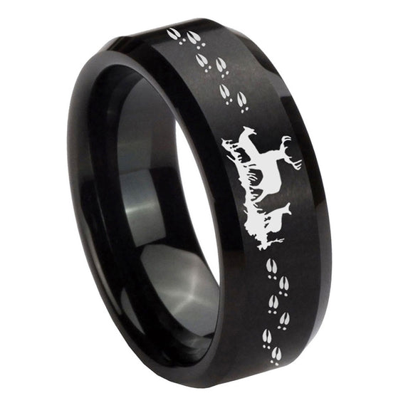 10mm-Deer-Hunting-Beveled-Edges-Brush-Black-Tungsten-Men's-Engagement-Ring