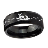 10mm-Deer-Hunting-Beveled-Edges-Brush-Black-Tungsten-Men's-Engagement-Ring