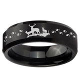 5, 8mm Deer Hunting Beveled Edge Brush Black Tungsten Mens Engagement Ring