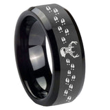 10mm-Deer-Antler-Beveled-Edges-Brush-Black-Tungsten-Men's-Engagement-Ring