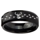 5, 8mm Deer Antler Beveled Edge Brush Black Tungsten Mens Engagement Ring