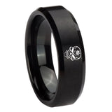 8mm-Skull-Marijuana-Leaf--Beveled-Brush-Black-Tungsten-Custom-Ring-for-Men