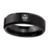 8mm-Skull-Marijuana-Leaf--Beveled-Brush-Black-Tungsten-Custom-Ring-for-Men