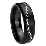 8mm-Baseball-Stitch-Beveled-Edges-Brush-Black-Tungsten-Mens-Anniversary-Ring