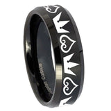 10mm-Hearts-and-Crowns-Beveled-Edges-Brush-Black-Tungsten-Mens-Bands-Ring