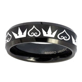 8mm-Hearts-and-Crowns-Beveled-Edges-Brush-Black-Tungsten-Men's-Band-Ring