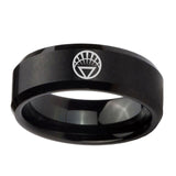 5, 8mm White Lantern Beveled Edge Brushed Black Mens Country Wedding Bands