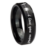 8mm-Sound-Wave-I-love-you-more-Beveled-Brush-Black-Tungsten-Mens-Bands-Ring