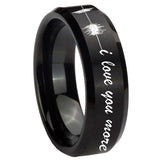 10mm Sound Wave, I love you more Beveled Brush Black Tungsten Men's Bands Ring