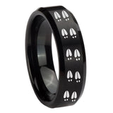 10mm-Deer-Tracks-Beveled-Edges-Brush-Black-Tungsten-Men's-Engagement-Band