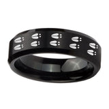 10mm-Deer-Tracks-Beveled-Edges-Brush-Black-Tungsten-Men's-Engagement-Band