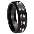 10mm Deer Tracks Beveled Edges Brush Black Tungsten Men's Engagement Band