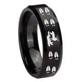 10mm-Deer-Hunting-Tracks-Beveled-Brush-Black-Tungsten-Men's-Engagement-Ring