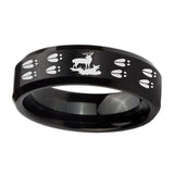 10mm-Deer-Hunting-Tracks-Beveled-Brush-Black-Tungsten-Men's-Engagement-Ring