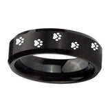 10mm-Paw-Print-Beveled-Edges-Brush-Black-Tungsten-Carbide-Men's-Promise-Rings