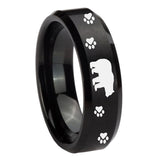 8mm-Bear-and-Paw-Beveled-Edges-Brush-Black-Tungsten-Carbide-Mens-Ring-Engraved