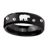 10mm-Bear-and-Paw-Beveled-Edges-Brush-Black-Tungsten-Carbide-Mens-Ring