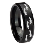 10mm-Foot-Print-Beveled-Edges-Brush-Black-Tungsten-Carbide-Men's-Ring