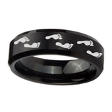 10mm-Foot-Print-Beveled-Edges-Brush-Black-Tungsten-Carbide-Men's-Ring