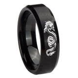 8mm-Dragon-Beveled-Edges-Brush-Black-Tungsten-Carbide-Men's-Wedding-Ring