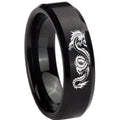 10mm Dragon Beveled Edges Brush Black Tungsten Carbide Men's Wedding Band