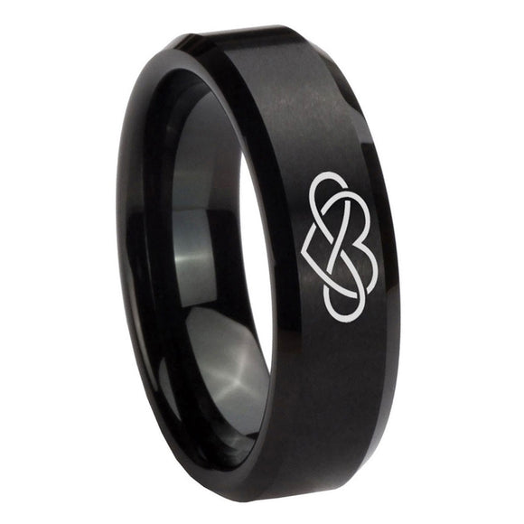 8mm-Infinity-Love-Beveled-Edges-Brush-Black-Tungsten-Carbide-Personalized-Ring