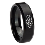8mm-Infinity-Love-Beveled-Edges-Brush-Black-Tungsten-Carbide-Personalized-Ring
