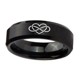 10mm-Infinity-Love-Beveled-Edges-Brush-Black-Tungsten-Carbide-Mens-Wedding-Ring