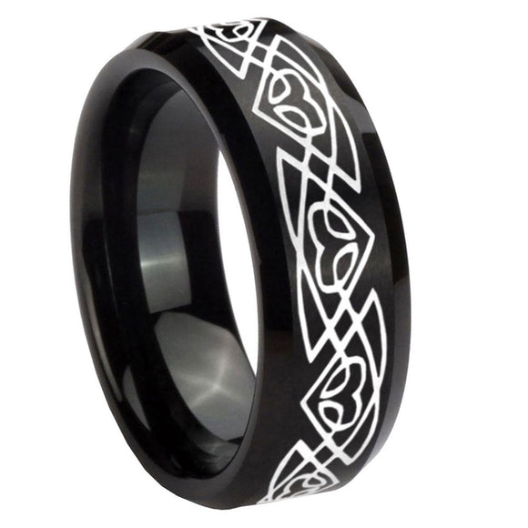 10mm-Celtic-Braided-Beveled-Edges-Brush-Black-Tungsten-Men's-Engagement-Ring