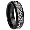 10mm Celtic Braided Beveled Edges Brush Black Tungsten Men's Engagement Ring