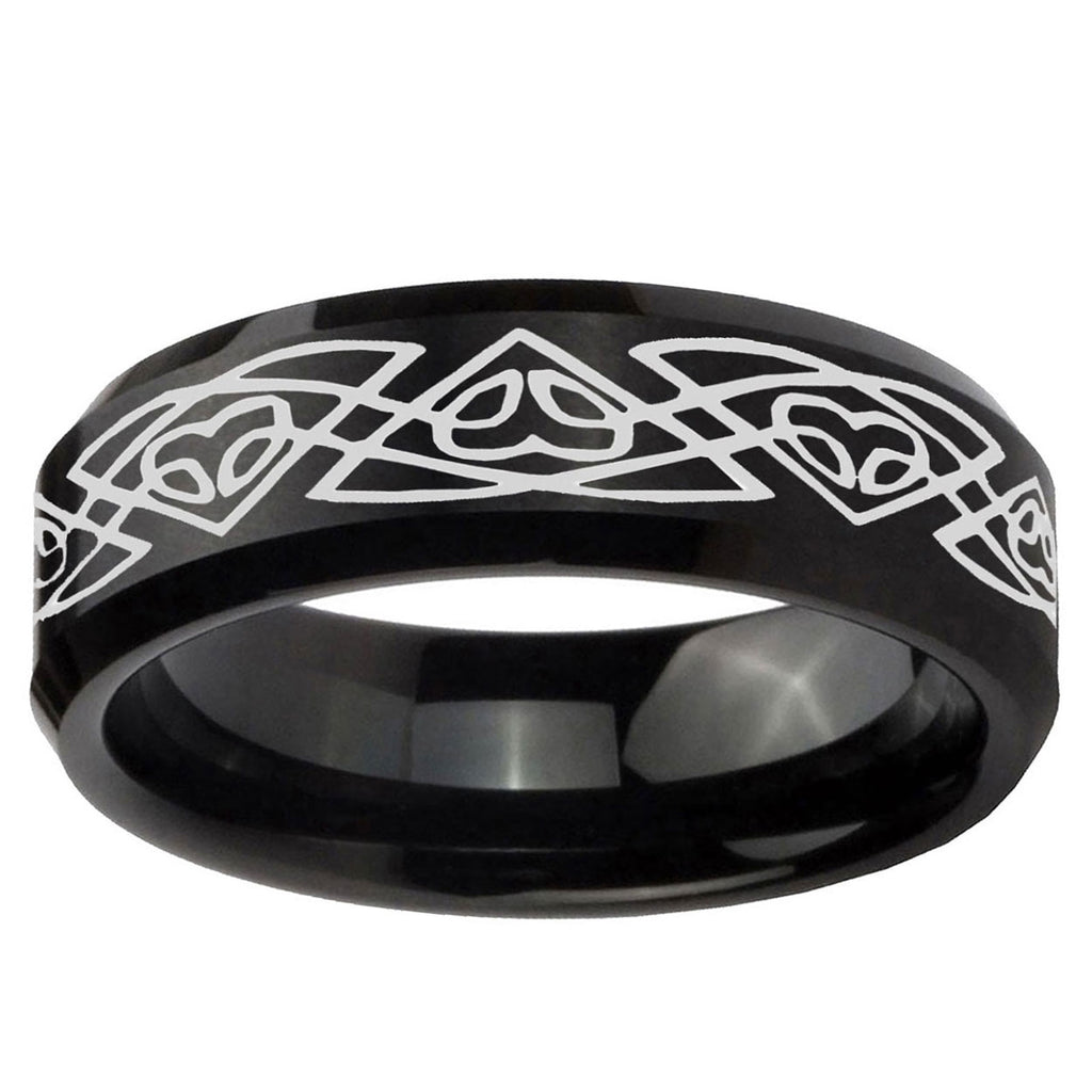 10mm Celtic Braided Beveled Edge Brush Black Tungsten Ring