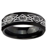 5, 8mm Celtic Braided Beveled Edge Brush Black Tungsten Mens Engagement Ring