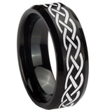 10mm-Celtic-Knot-Beveled-Edges-Brush-Black-Tungsten-Men's-Engagement-Ring