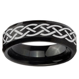 5, 8mm Celtic Knot Beveled Edge Brush Black Tungsten Mens Engagement Ring